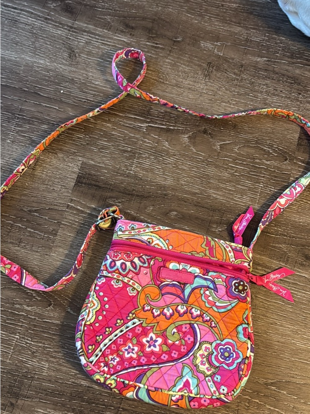Vera Bradley Pink and Orange Paisley Quilted Crossbody